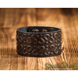 Genuine Leather Bracelet Cuff Wristband Question Mark Knotwork  Carving Leather 